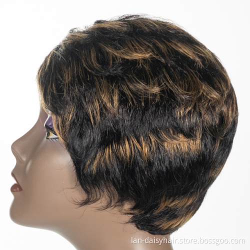 Wholesale Natural Weave Cuticle Aligned Machine Made Bob Wig Short Curl Virgin Hair Peruvian Human Hair Wigs for Black Woman